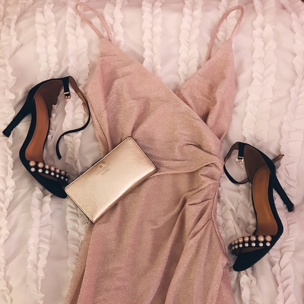 Forever 21 Pink Metallic Cami Bodycon Dress Small